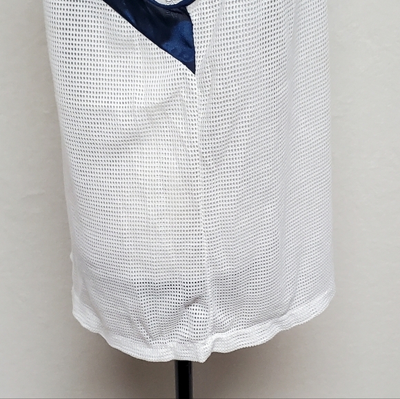 VINTAGE 1970s Bill Rodgers Blue White Mesh Sleeveless Singlet Running Sport Tank - Picture 10 of 15